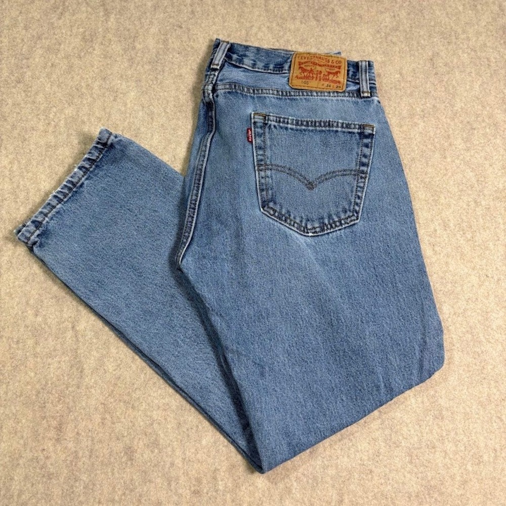 Levis 505 Regular Fit Jeans Mens 34x29 Blue Cotton Denim Straight Classic Y2K